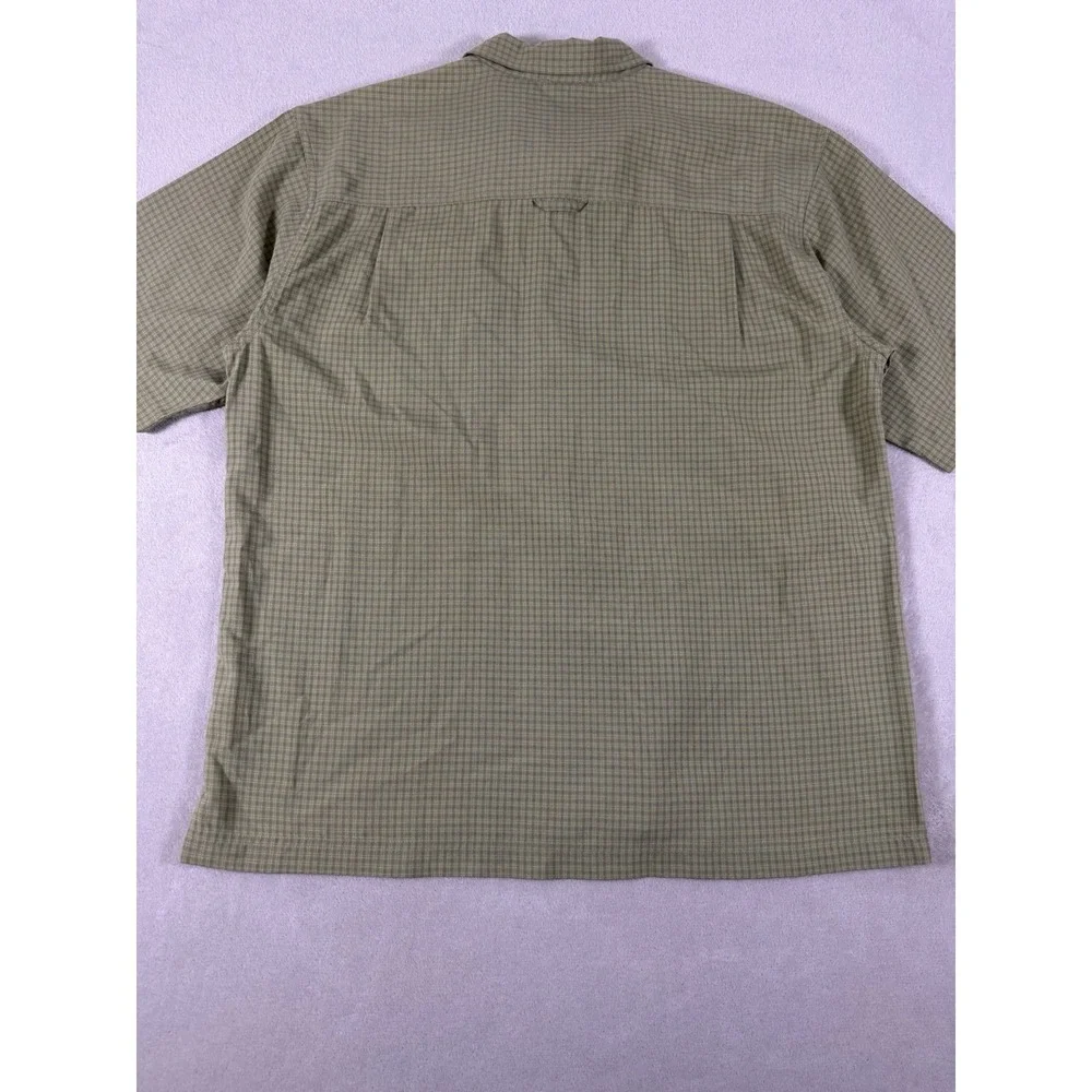 The North Face Plaid Hiking Shirt Men's L‎ Green Short Sleeve Button Up Outdoor